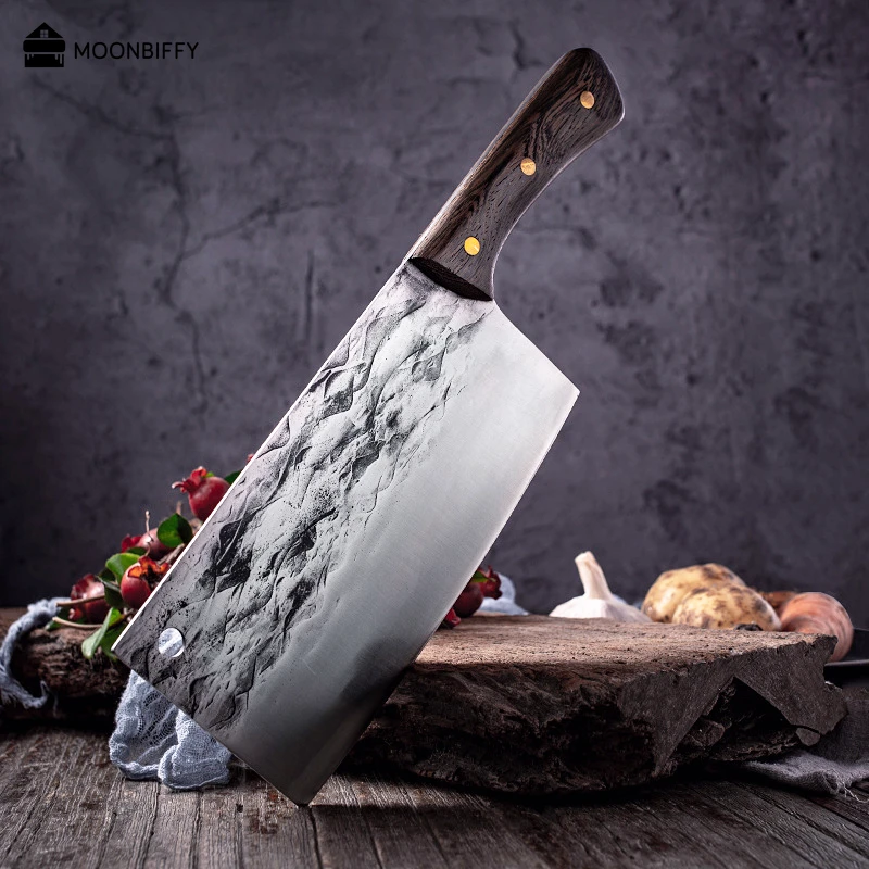

Кованый кухонный нож шеф-повара 5Cr1 5Mov, резак из нержавеющей стали для нарезки мяса, овощей, нож для резки костей, мясника, мясника