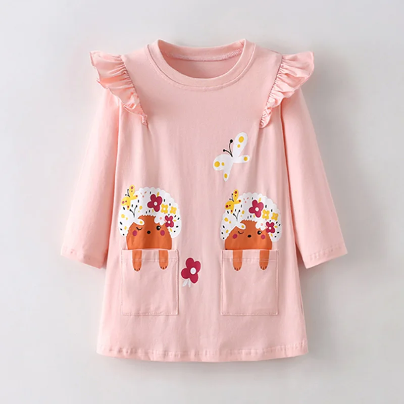 Новинка 2024 весенне-Осенняя детская одежда из 100% хлопка для маленьких девочек