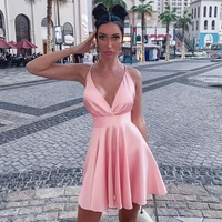 2022 summer new bow big swing suspender dress solid backless sexy deep v women dress dresses woman party night