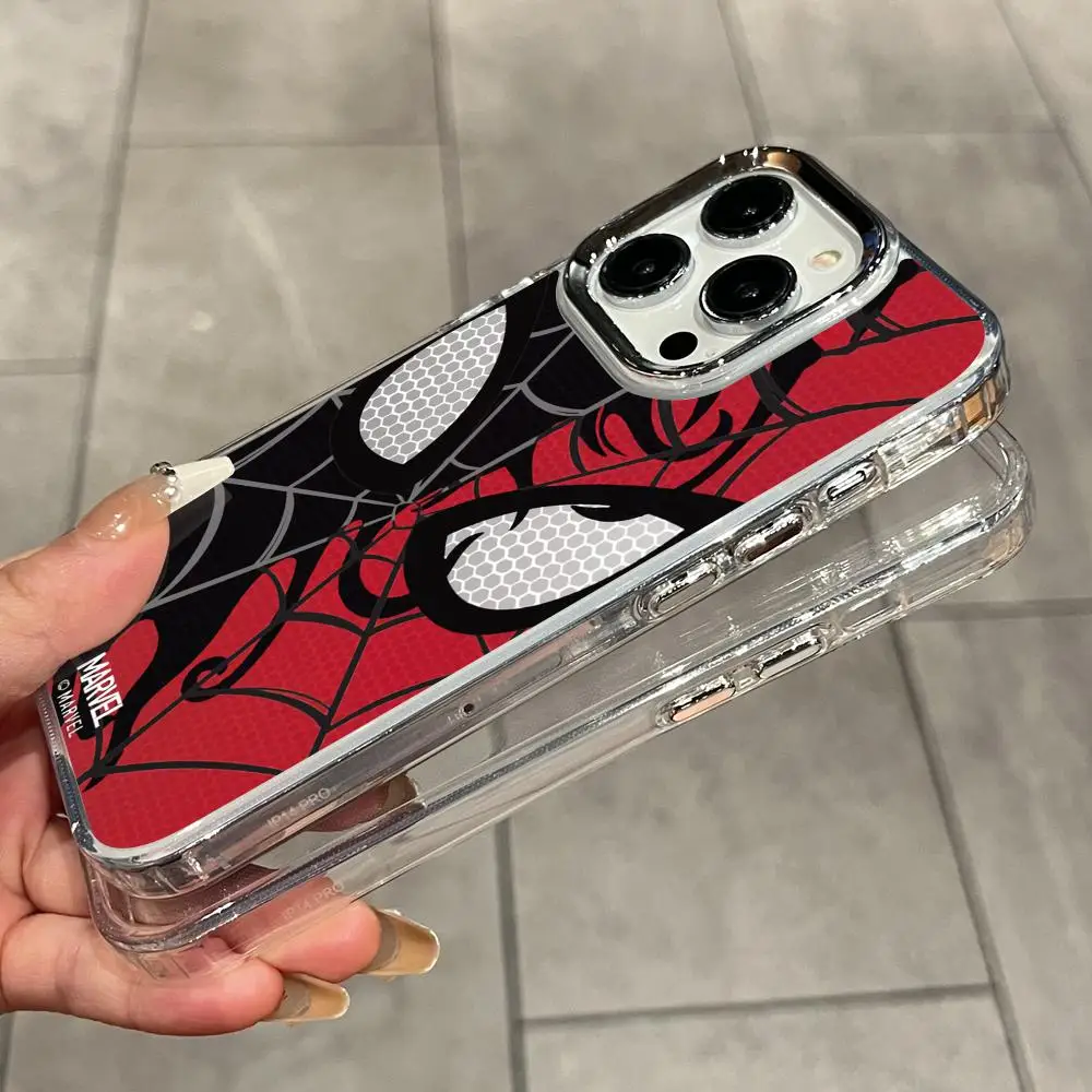 Фото Чехол для телефона с маской Человека-паука для iPhone 17 Air 16 15 14 Plus 13 12 11 Pro Max 16e, ударопрочный, с прозрачной задней панелью HD. №5