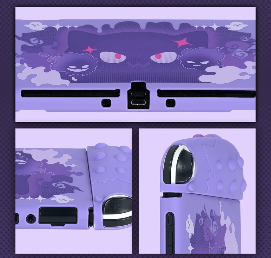 Фото Жесткий чехол Purple Devil Ghost с кристаллами для Nintendo Switch/oled Joy-Con, контроллер, мягкая ручка из ТПУ, полное покрытие №5