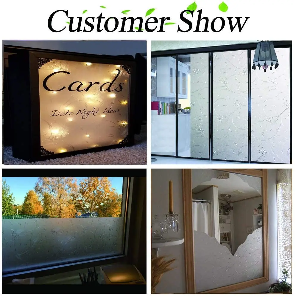 Static Cling Non-Adhesive Window Film Frosted Glass Bathroom Door Decoration Privacy Covering |