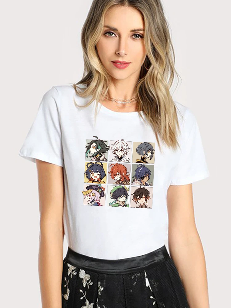 

Fashion Funny Women's T-shirts 2022 Summer Print Primordial Spirit Cartoon Graphic Harajuku Kawaii Clothes Short Sleeved Casual