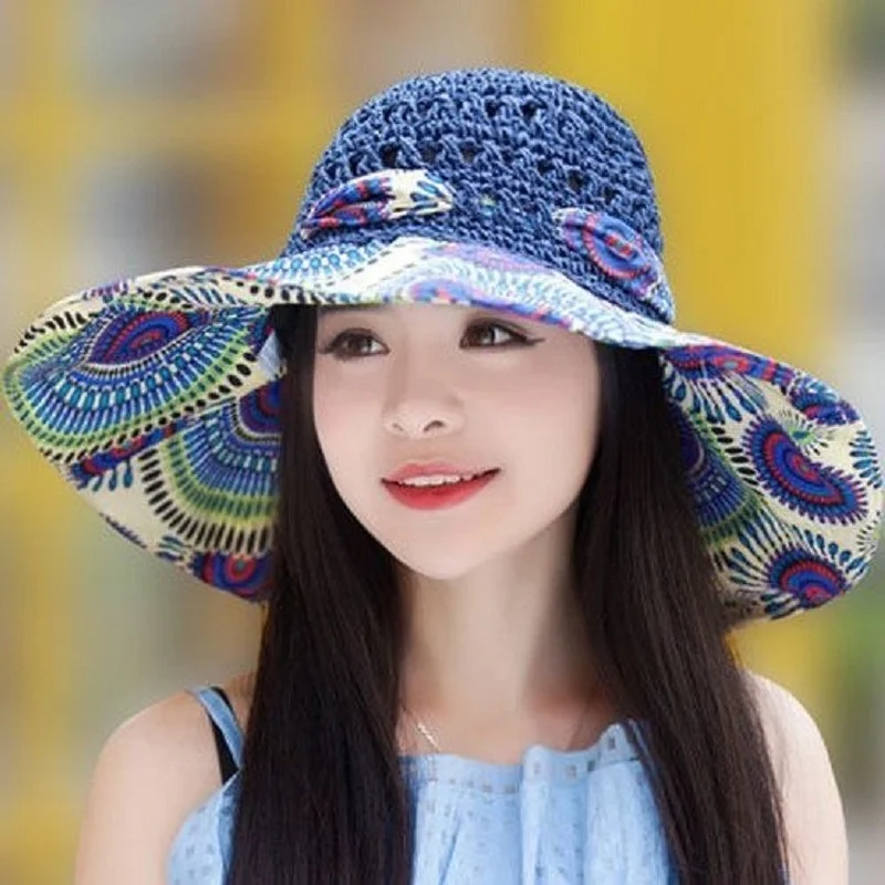 

Шляпа женская Соломенная с широкими полями, Панама от солнца в богемном стиле, Пляжная Складная шапка с вырезами, в Корейском стиле, лето 2022