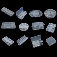 1 28gridstransparent plastic storage jewelry box compartment adjustable container beads earring jewelry rectangle 12pcs