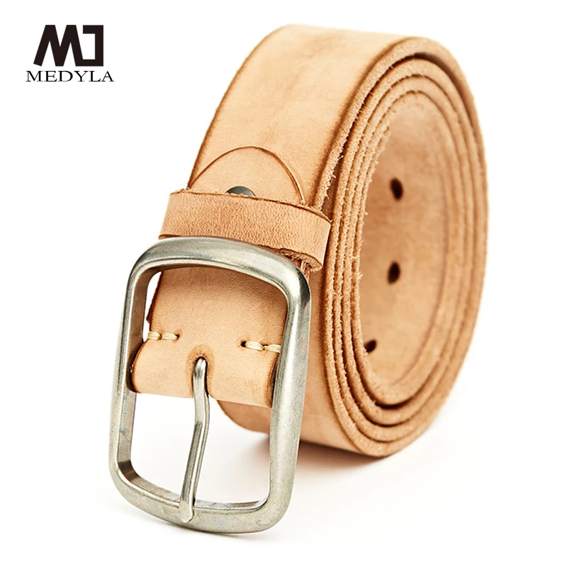 MEDYLA Men's Genuine Leather Belt Natural Skin Fashion New Quality Alloy Buckle Business Casual Fashion Brand Belts For Men's