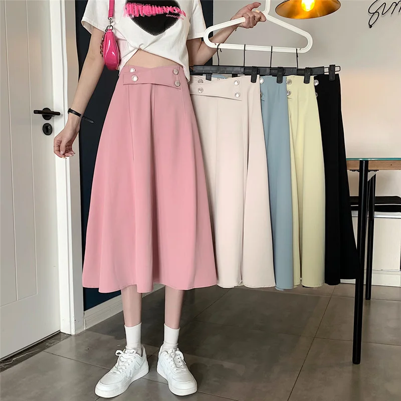 

Skirt Design Sense A-line Umbrella Skirt Female Summer New Style Korean Style High Waist Thin Mid-length Skirt