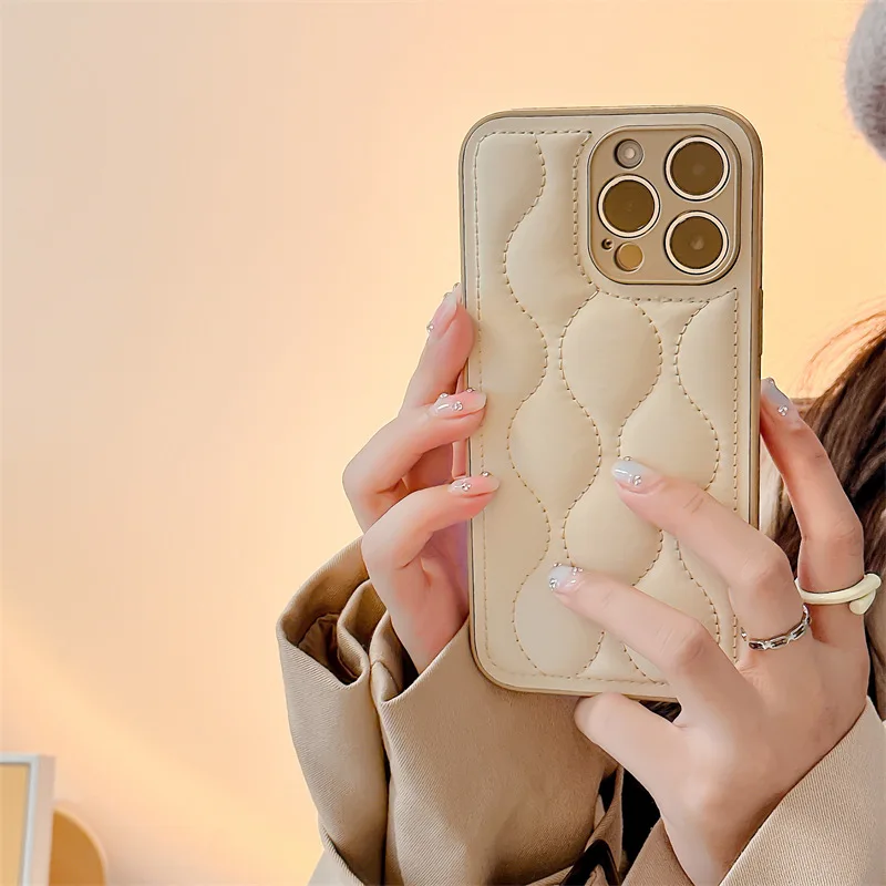 

Soft Down Jacket Suture Phone Case For iPhone 14 12 13 11 Plus Pro MAX XR X XS Silicone Shockproof Puffer Bumper Back Cover