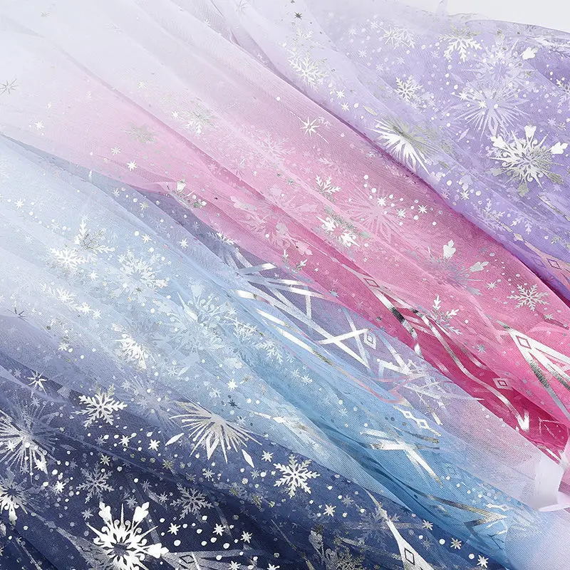 

Symphony Snowflake Mesh Clothing Fabric for Sewing Girls Bronzing Doll Skirt Dress Decorative Gauze Fabric Support Drop Shipping