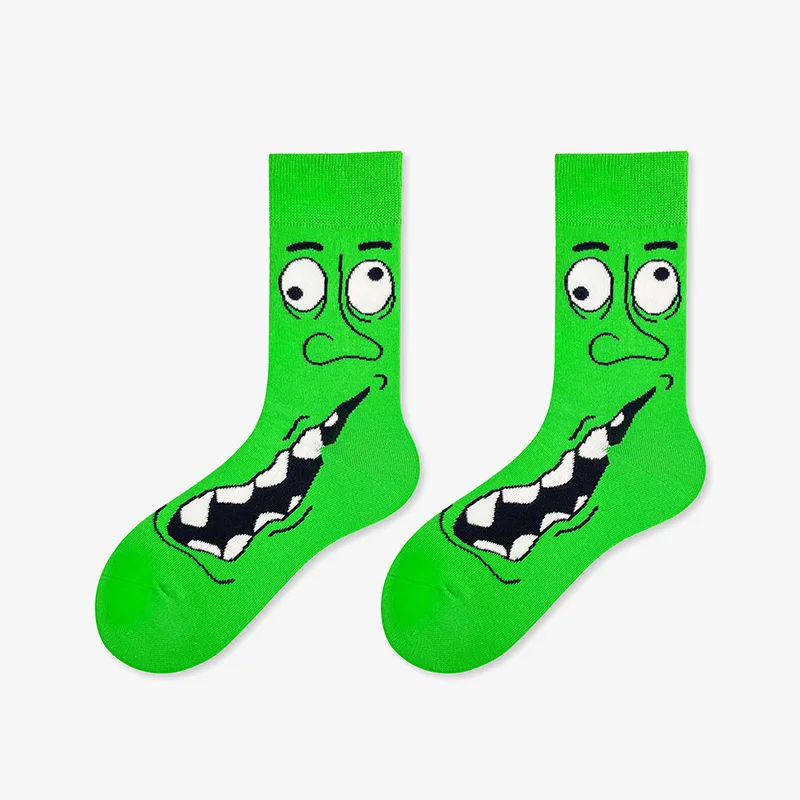 Funny cartoon illustration cotton socks, mid-tube socks for male and female couples  women socks men socks boy socks girl socks