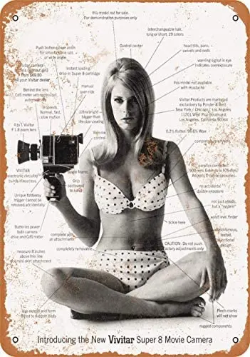 

12x16 дюймов металлическая винтажная забавная жестяная вывеска 1967 Super 8 видеокамера