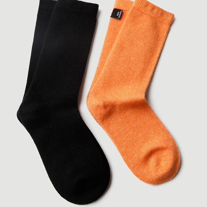 

Donna-in All-match Knitted Breathable Cashmere Socks Long Medium Solid Color Autumn and Winter Thickened Warm Socks Women & Men