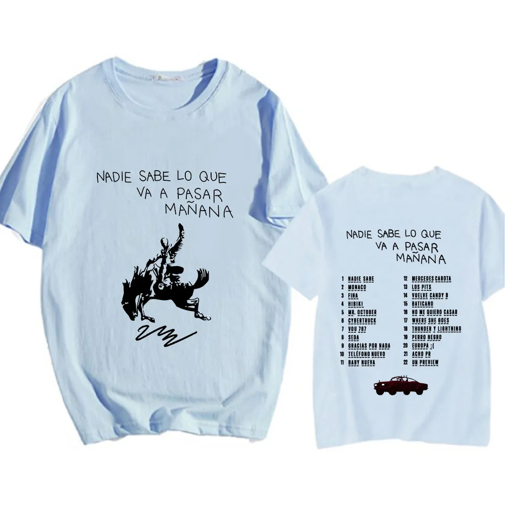 

Album Nadie Sabe Lo Que Va Pasar Manana T-shirt Bad Bunny Monoco Bentio Tshirt Rapper Hip Hop RIP Printing Tee-shirt Men/Women