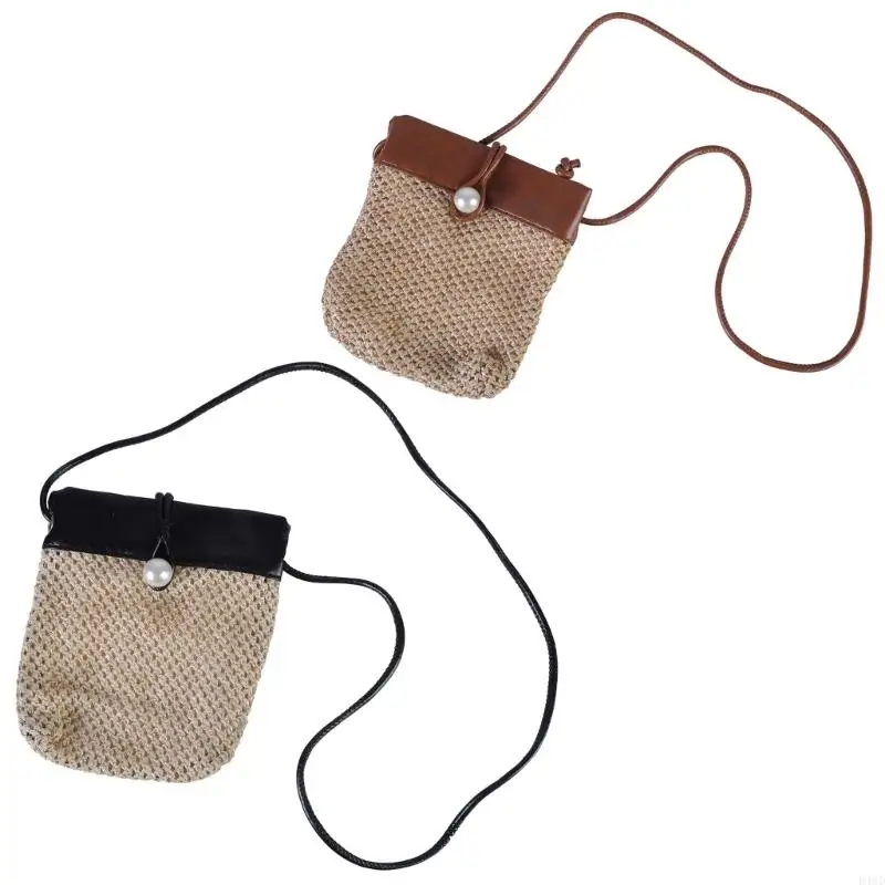 D46D Женская модная соломенная сумка через плечо из искусственной кожи маленькая