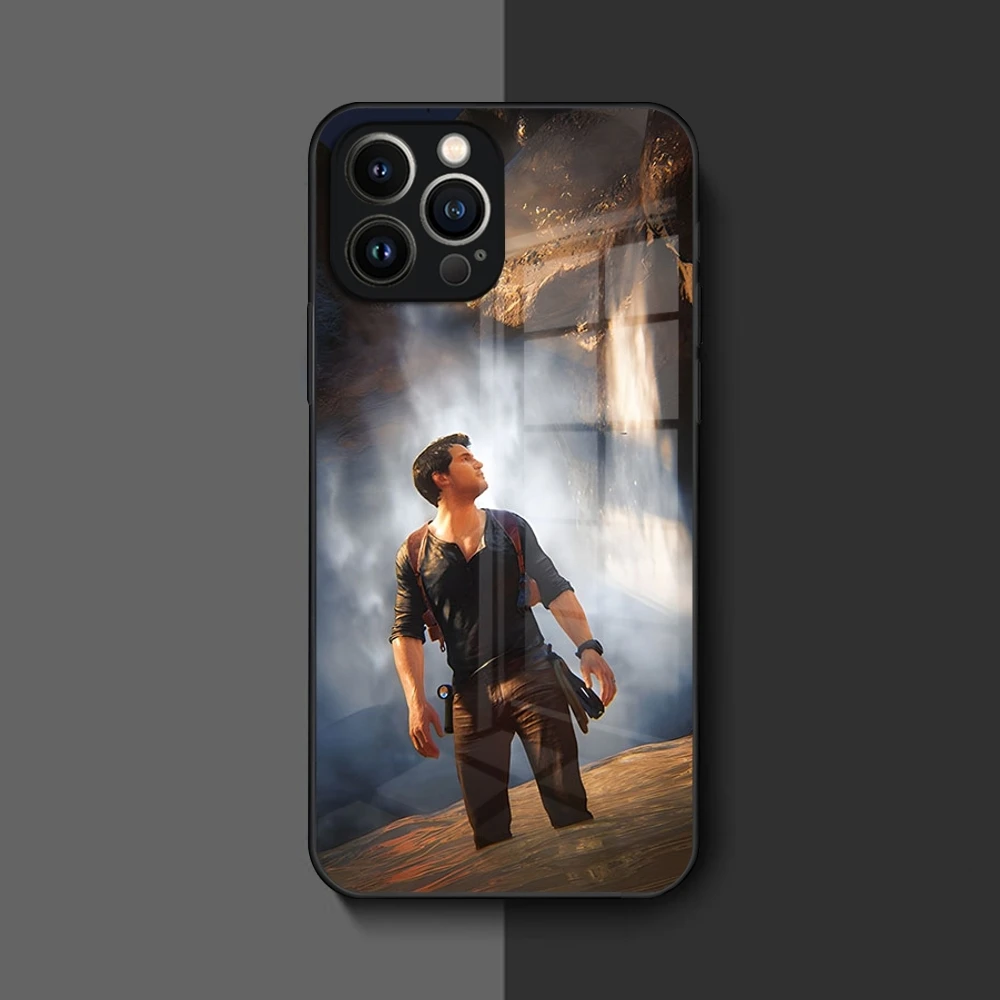 Чехол для телефона Game Uncharted Iphone 16 15 14 12 11 13 Pro Max Mini 8 X Xr Xs Puls черный стеклянный чехол