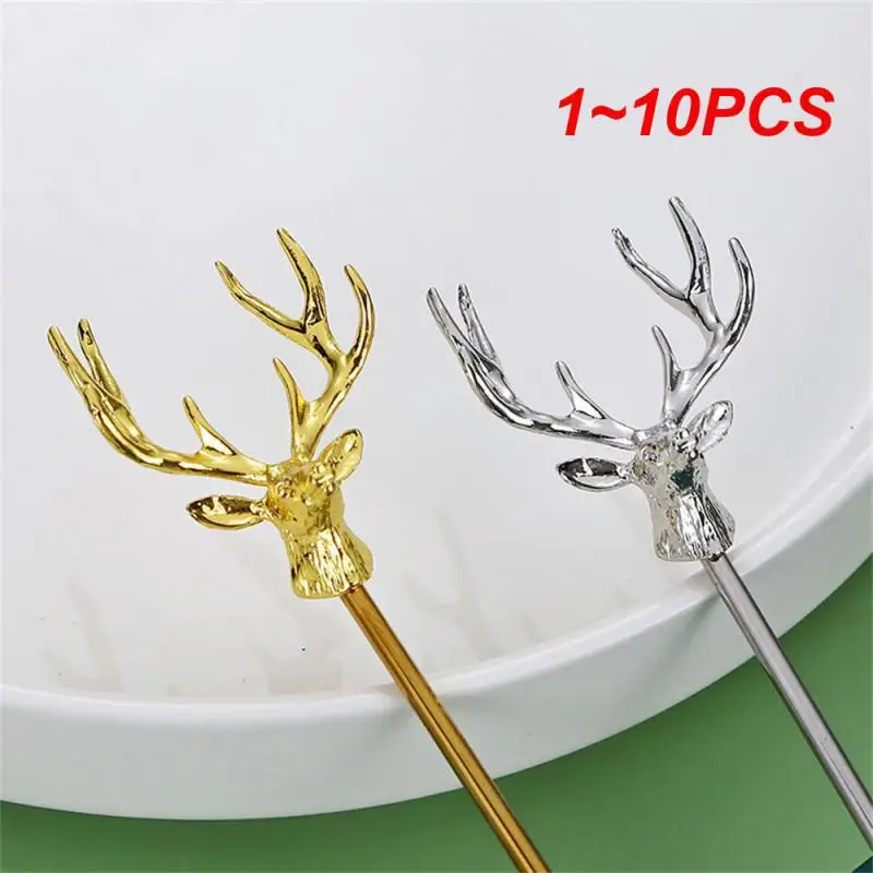 1~10PCS Stainless Steel Milu Deer Coffee Cake Spoon Fork Des