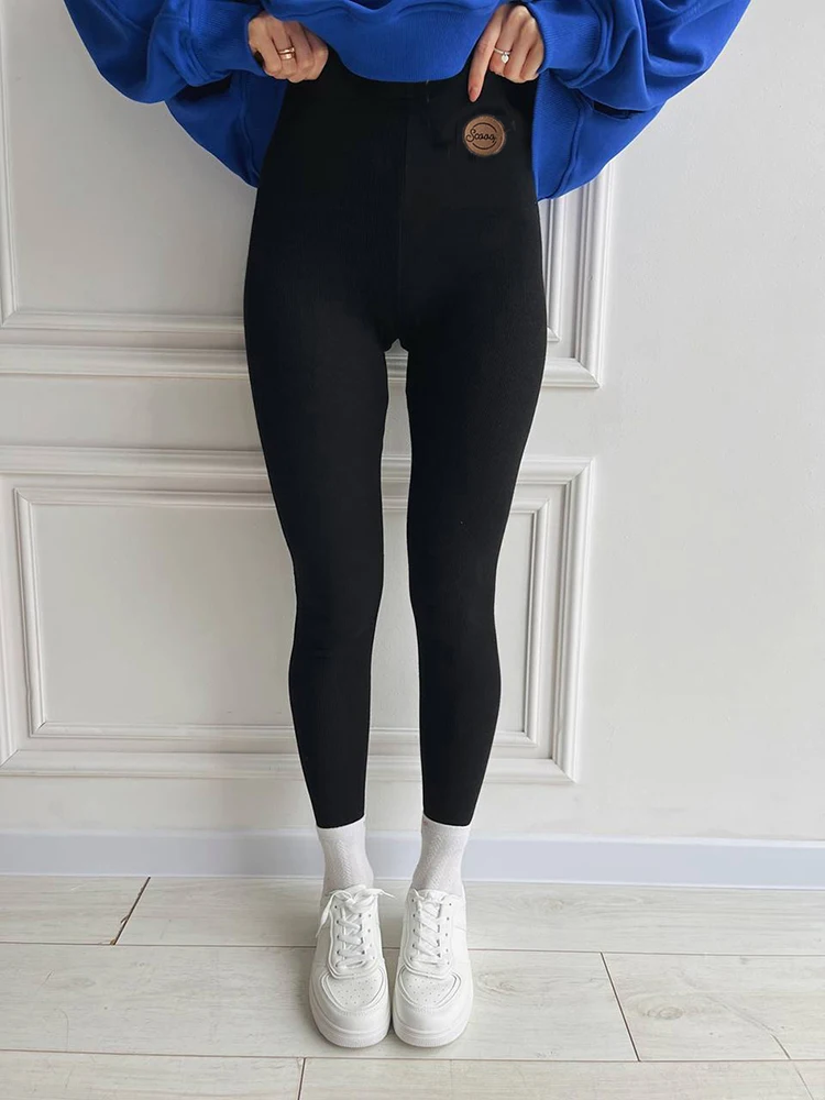 Women's Leggings Winter Velvet Cotton Tight Fleece Pants Female High Waist Solid Slim Thick Casual Thermal Leggings for Women