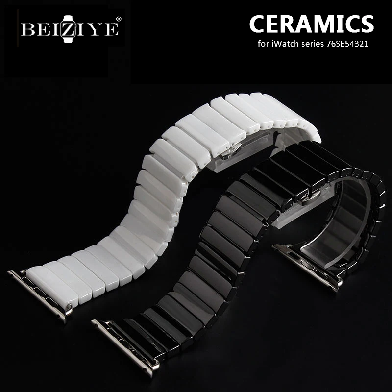 

Ceramic Strap For Apple Watch Ultra 49mm Band 45mm 41mm 38mm 42mm Butterfly Buckle Strap For iWatch Series 8 7 6 5 4 3 40mm 44mm