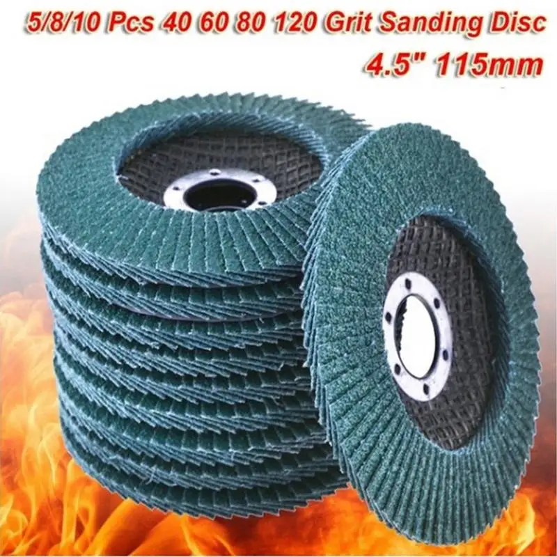 

10pcs Professional Flap Discs 115mm 4.5 Sanding Discs 40/60/80/120 Grit Grinding Wheels Blades Angle Grinder High Quality