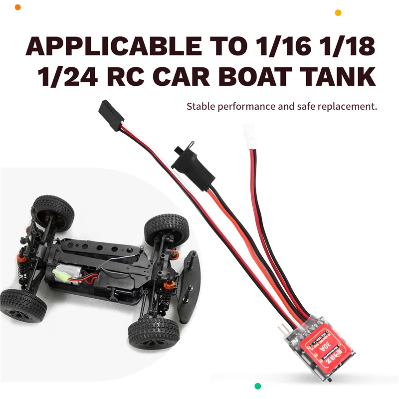 Фото A52T Micro ESC 30A Матовый электрический регулятор скорости ESC 2S 4-8V для DIY Mini 1/16 1/18 1/24 RC автомобиля лодка танк №5