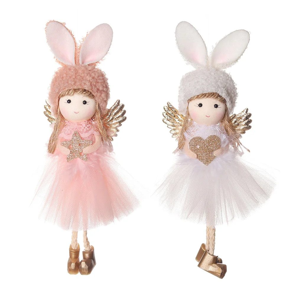 

2Pcs Girl Doll Hanging Ornament Decorative Doll Pendant Lovely Xmas Tree Adornment