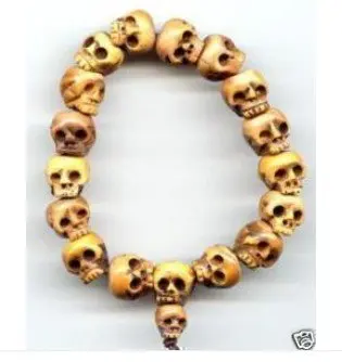 

Tibetan Ox Bone Carved Skull Prayer Beads Bracelet