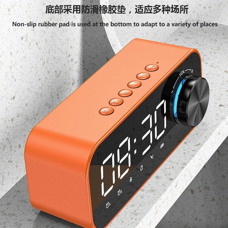 

New Wireless Speaker Bluetooth speaker bluetooth Mini Alarm Clock Portable Support TF Card Mirror Voice Broadcast