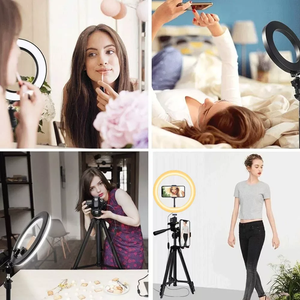 

Video Light Dimmable Selfie LED Ring Light USB ring lamp Photography Rim Light With Tripod Stand Holder For TikTok Youtube