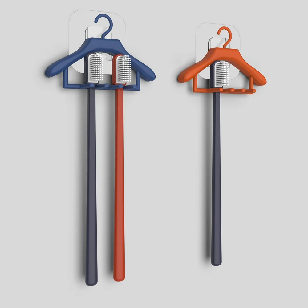 

Creative Hanger Toothbrush Holder Free Punching Wall Mount Hooks Bathroom Toilet Strong Stick Hook Home Bathroom Storage Rack