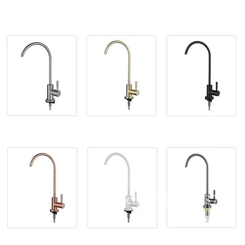 1/4 &quotкухонный золотой прямой питьевой кран для очистки воды с одним фильтром