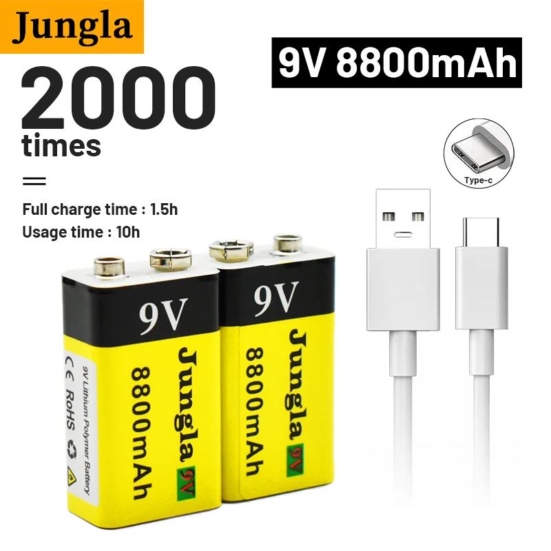 

2022 9V 8800mAh li-ion Rechargeable battery Micro USB Batteries 9 v lithium for Multimeter Microphone Toy Remote Control KTV use