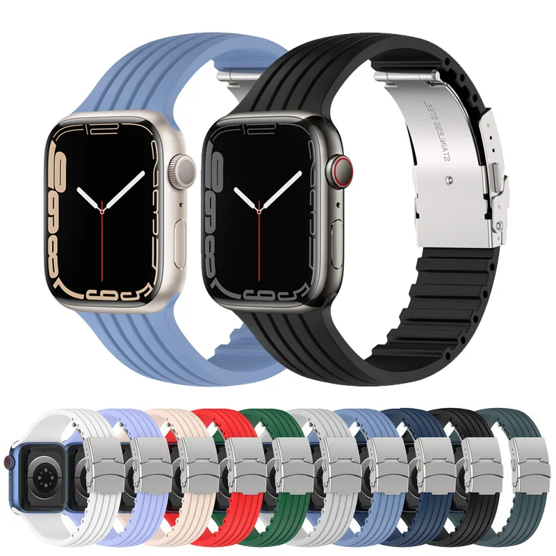 

Strap for Apple Watch band 44mm 40mm 45mm 41mm 38mm 42mm smart watch Silicone bracelet correa watchband iwatch series 3 5 6 se 7
