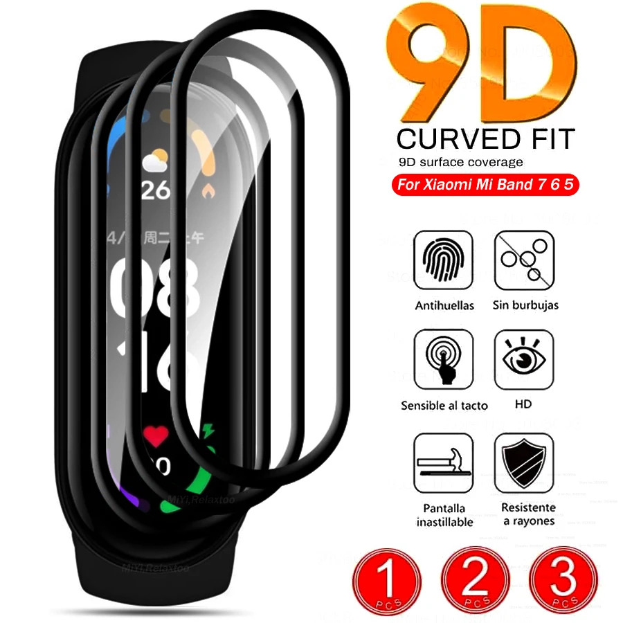 

Защитная пленка 9D для Xiaomi Mi Band 6, мягкая, изогнутая, из стекловолокна, 1-3 шт.