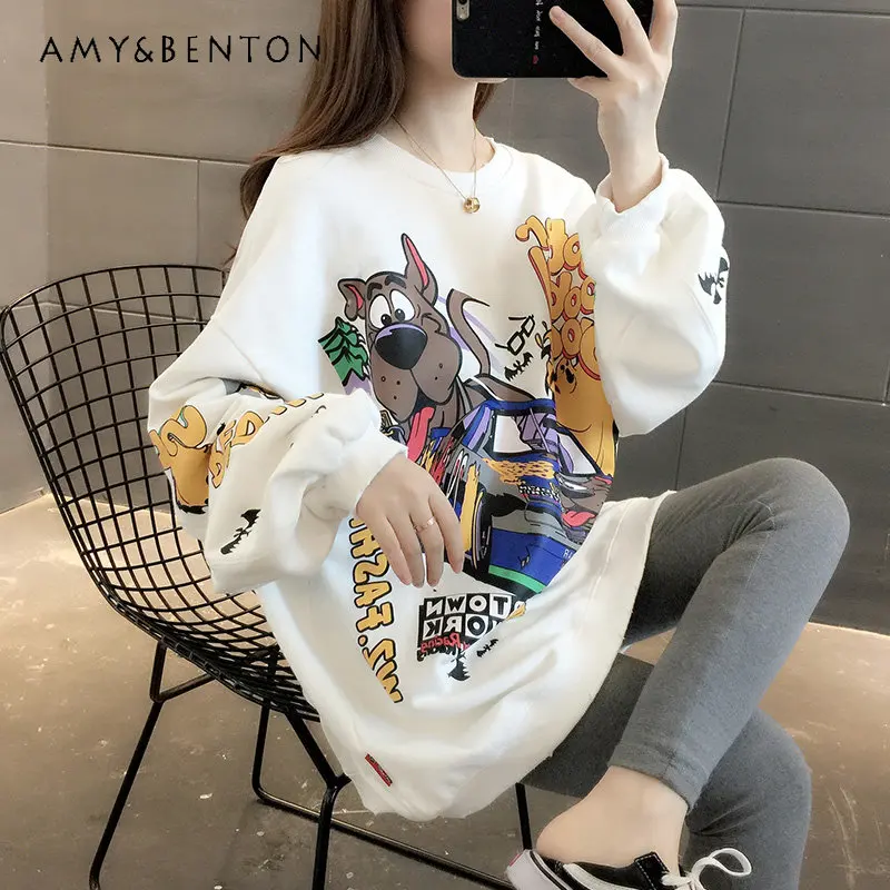 Women's Autumn Clothing New Sweatshirt Outer Wear Loose Tops Ladies Spring Trendy Thin Pullover Tops for Ladies New Fashion