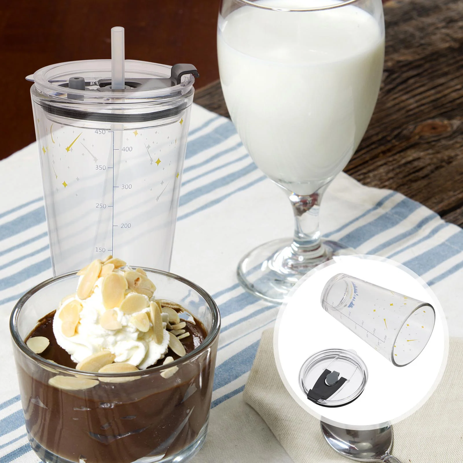 

1PC 400ML Measuring Cup Practical Straw Cup Breakfast Drinking Cup