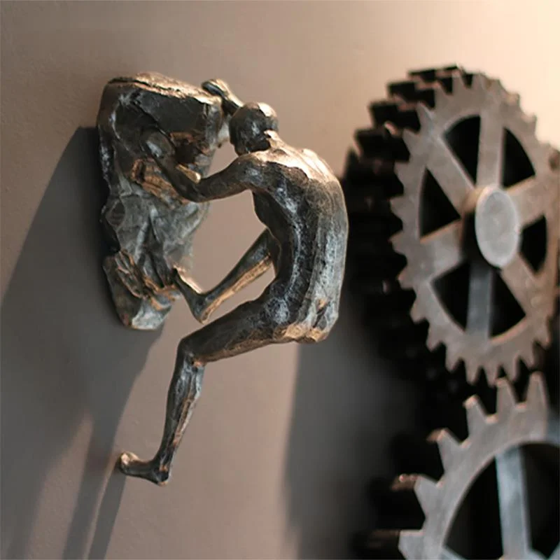 

Nordic Home Decor Wall Decoration Accessories Style Retro Man Climbing Wall Background Decorations Hanging Statue Living Room