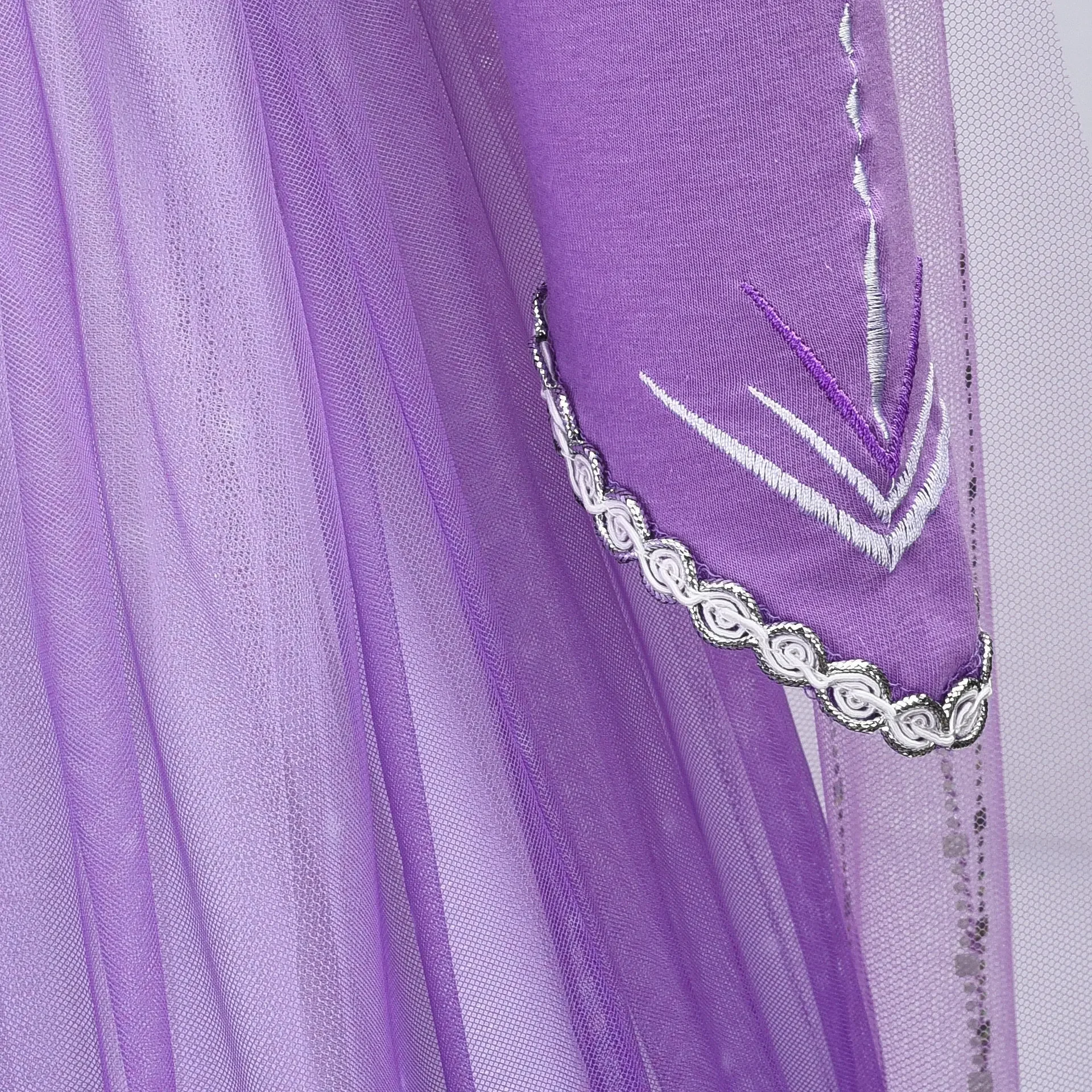 Платье Эльзы для девочек фиолетовое Сетчатое платье с блестками дня рождения