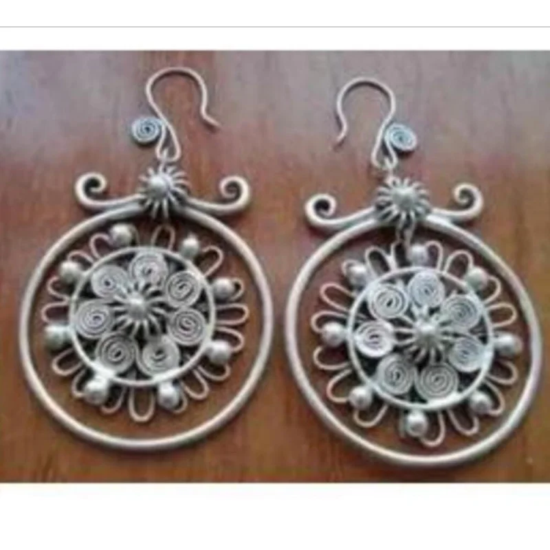 

Fashion jewelry Free Shipping Pairs Miao Silver Jewelry Tribal Sway Earrings