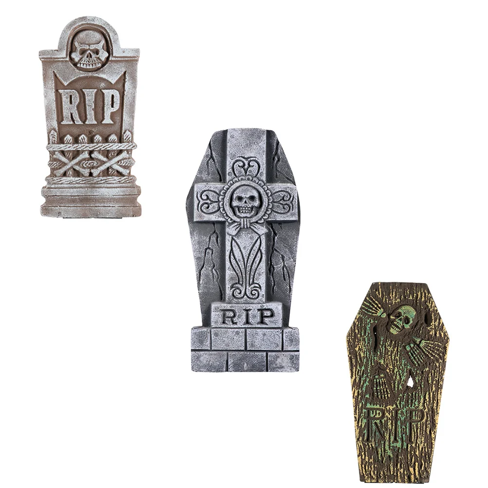 

3 Pcs Tombstone Ornaments Gravestone Haunted House Prank Props