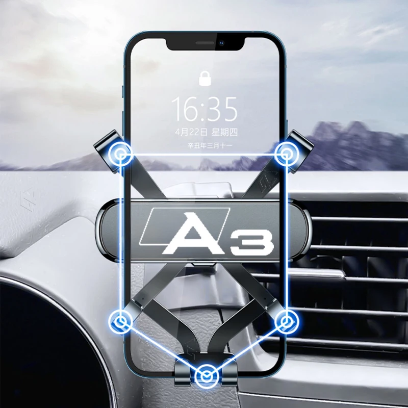 Фото Автомобильный держатель для мобильного телефона для Audi A3 S3 8Y 2021-2024, регулируемый специальный держатель для мобильного телефона, GPS-база, подставка, аксессуары №3