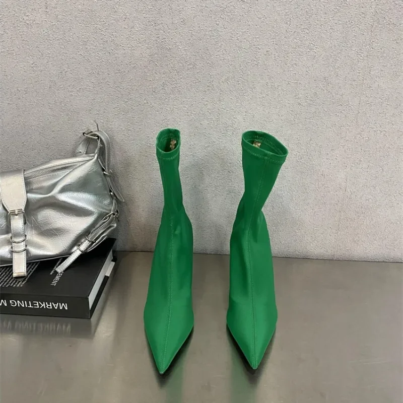 Эластичные короткие сапоги Leica на высоком каблуке европейские и американские