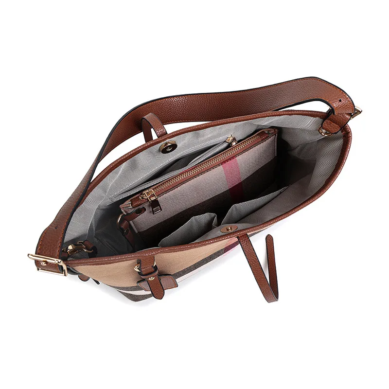 2024 новая высококачественная кожаная женская сумка клетчатая с цветными блоками