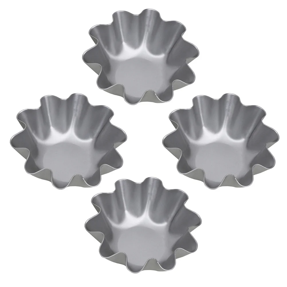 

4 Pcs Non- Stick Egg Tart Pan Cup Cake Paper Cup Egg Tart Molds Mini Tart Pan Mini Pie Cake Flower Mould Fruitcake Cookies