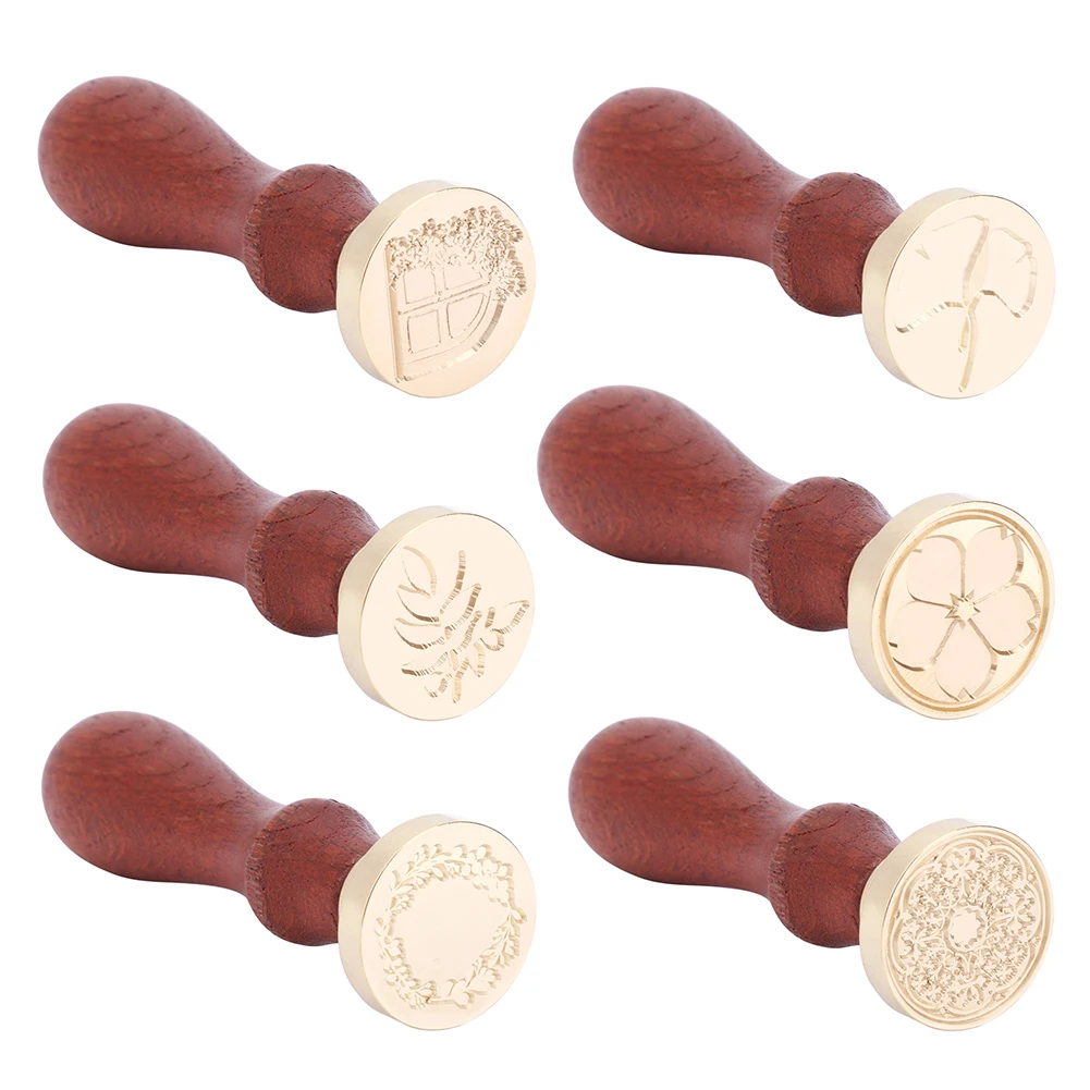 

Wax Sealing Stamp Head Plant Pattern with Handle Creative Copper Seal Stamps Wedding Holiday Party Decorations