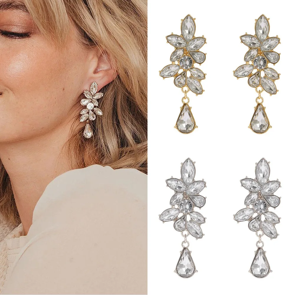 

Leaf Diamond Crystal Earrings For Women's Luxurious Design Jewelry Banquet Bridal Earrings Gift Jewellery Party Luxury Earrings