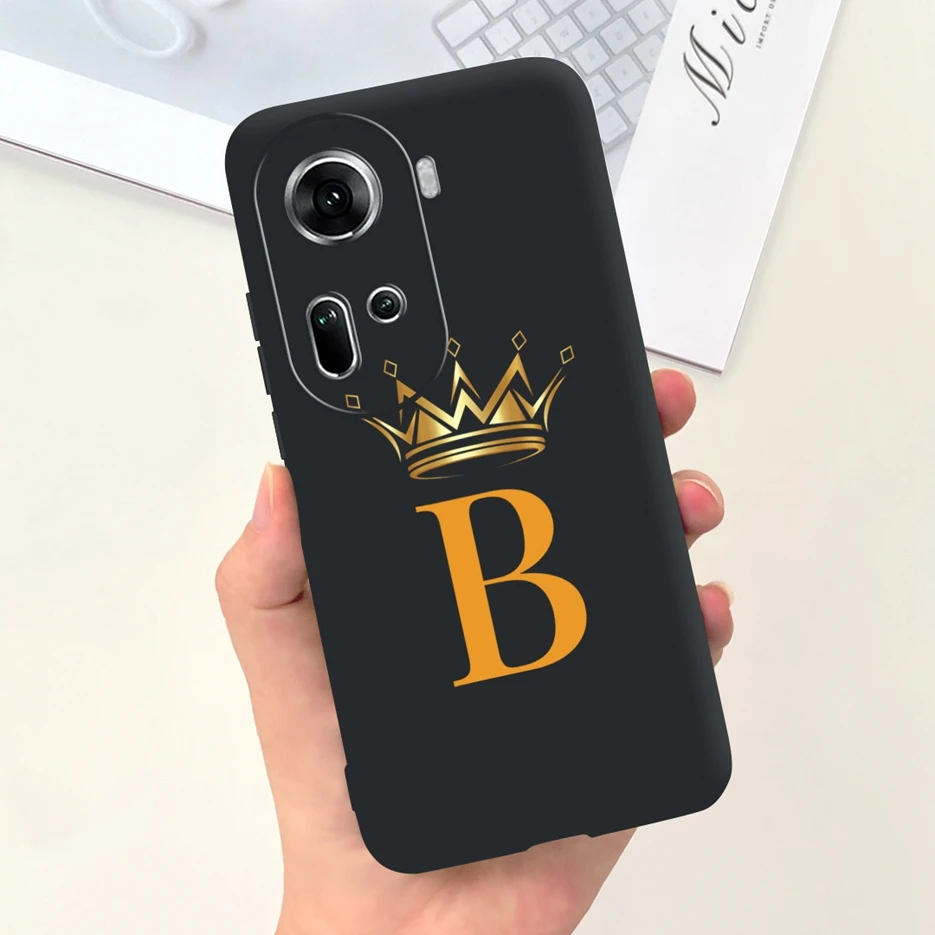Задняя крышка для Oppo Reno 11 5G Reno11 F с милыми коронными буквами Мягкая силиконовая