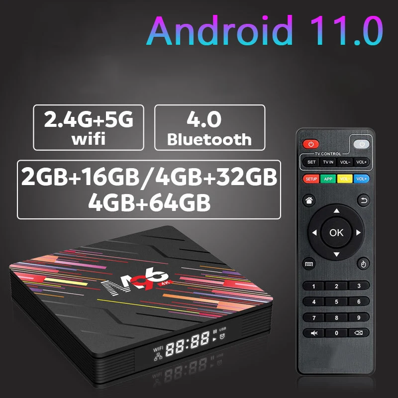 

M96 Color Android 11 TV Box Rockchip 3318 4GB 32GB 64GB Smart TV Receivers Bluetooth 4.0 2.4G&5G Dual WIFI Network Set Top Box