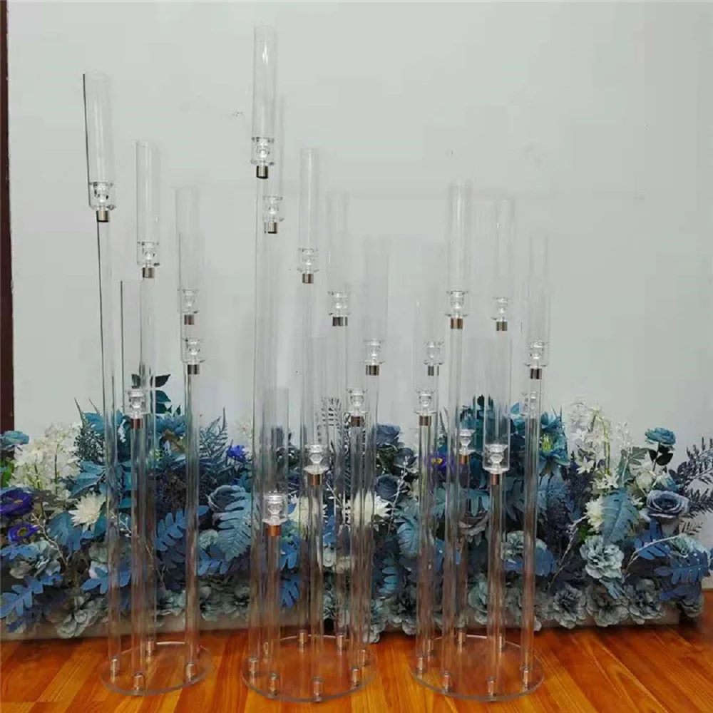 

10pcs Wedding Decoration Centerpiece Candelabra Clear Candle Holder Acrylic Candlesticks for Weddings Event Party