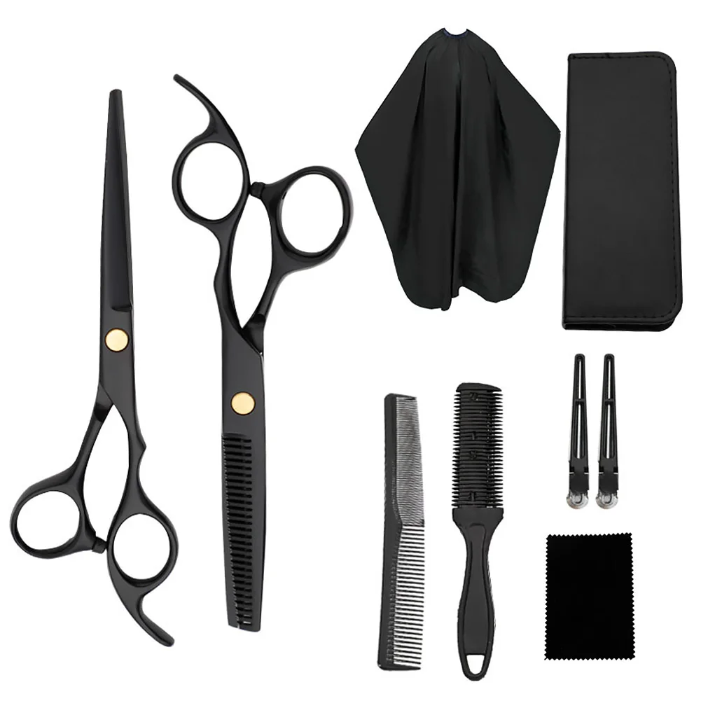 

9pcs Home Travel Thinning Cutting Adjustable Haircut Kit Hairdressing Scissor Set With Bag Professional Barber Hair Salon Shears