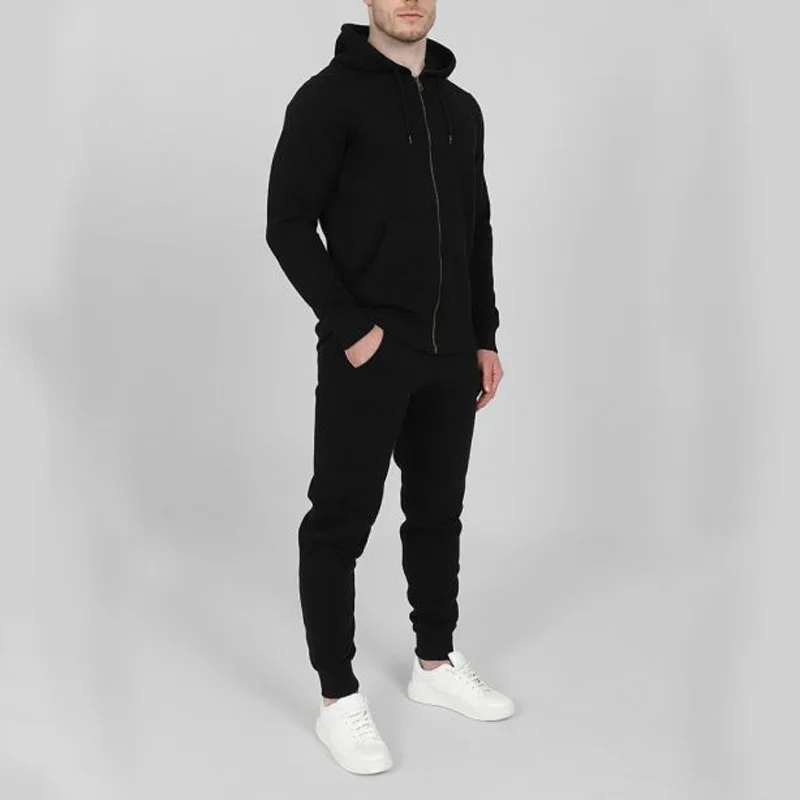 

BUTZ 2022 Fall/Winter New Men's Sportswear Fleece Hoodie + Jogger Pants Zip Hoodie Sportswear Casual Suit Men 2 Pieces